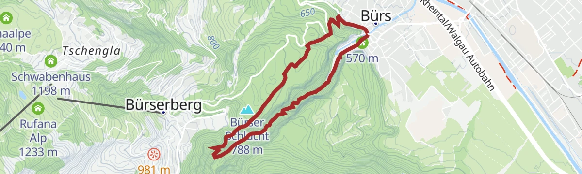 Route map: Bürser Schlucht